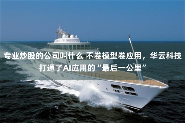 专业炒股的公司叫什么 不卷模型卷应用，华云科技打通了AI应用的“最后一公里”