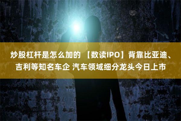 炒股杠杆是怎么加的 【数读IPO】背靠比亚迪、吉利等知名车企 汽车领域细分龙头今日上市